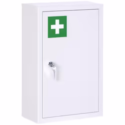 Armoire à pharmacie - kleankin - murale à 3 niveaux avec porte verrouillable 2 clés en acier - blanc