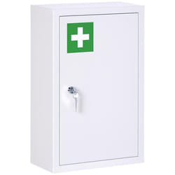 Armoire à pharmacie - kleankin - murale à 3 niveaux avec porte verrouillable 2 clés en acier - blanc