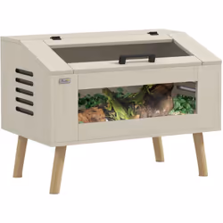 Explorez le terrarium PawHut de 111 litres, parfait pour lézards, grenouilles et hamsters. Fenêtres en verre trempé pour une  ...