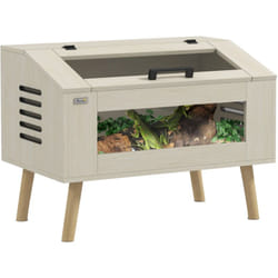 Pawhut - Terrarium design scandinave - aérations latérales - 111L - fenêtres verre trempé - effet bois clair