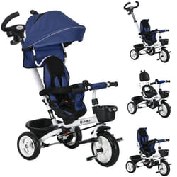Tricycle 6 en 1 pour enfants - HOMCOM - poignée de poussée siège réversible panier auvent ceinture de sécurité - 1-5 ans - vert
