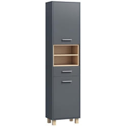 Colonne salle de bain - HOMCOM - 2 placards tiroir et 2 compartiments ouverts - 40 x 24 x 160 cm - gris
