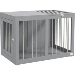 Cage chien intérieure niche pour chien 2 portes verrouillables 80 x 50 x 56,5 cm gris