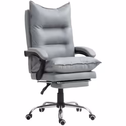 Fauteuil de bureau direction hauteur réglable dossier inclinable repose-pied intégré revêtement synthétique gris