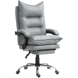 Fauteuil de bureau direction hauteur réglable dossier inclinable repose-pied intégré revêtement synthétique gris