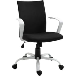 Vinsetto - Chaise de bureau ergonomique hauteur réglable pivotante 360° piètement acier blanc lin noir