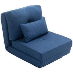 Chauffeuse canapé-lit convertible - HOMCOM - 1 coussin avec dossier réglable - bleu foncé