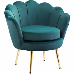Découvrez le confort élégant avec le fauteuil club HOMCOM, parfait pour tout espace. Son design coquillage et pieds dorés ajo ...