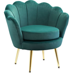 Homcom - Fauteuil design coquillage pieds métal doré velours vert foncé