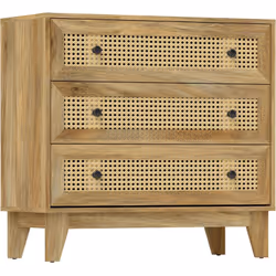 Elégante et tendance, cette commode 3 tiroirs aspect bois de manguier et cannage rotin sublimera l'espace intérieur de votre  ...
