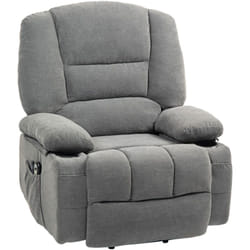 Fauteuil releveur électrique massant chauffant inclinable - repose-pied intégré, 2 télécommandes - tissu gris