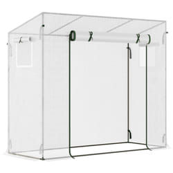 Serre de jardin 2 fenêtres moustiquaires porte enroulable zippée dim. 200 x 76 x 168 cm acier PE blanc