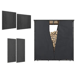 Lot de 4 housses pour râtelier à bûches - Outsunny - pour extérieur protection contre eau poussière UV - toile Oxford 600D noir