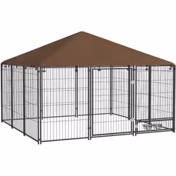Ce chenil PawHut d'extérieur en acier pour chiens ou autres animaux permettra à votre animal de profiter d'un espace clos séc ...