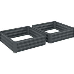 Lot de 2 carrés potager de jardin dim. 100L x 100l x 30H cm tôle d'acier ondulée gris