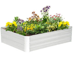 Lit de jardin surélevé - Outsunny - protection contre mauvaises herbes et animaux - en acier galvanisé - 120 x 90 x 30 cm - argent