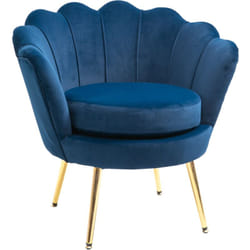 Homcom - Fauteuil design coquillage pieds métal doré velours bleu foncé