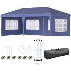 Outsunny - Tonnelle pop up pliante - barnum pliable - 4 cotés démontables - 4 fenêtres - acier oxford haute densité bleu