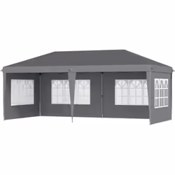 Outsunny - Tonnelle pop up pliante - barnum pliable - 4 cotés démontables - 4 fenêtres - acier oxford haute densité gris