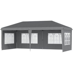 Outsunny - Tonnelle pop up pliante - barnum pliable - 4 cotés démontables - 4 fenêtres - acier oxford haute densité gris