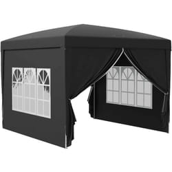 Outsunny - Tonnelle barnum pop-up pliant dim. 3L x 3l x 2,58H m 2 fenêtres sac transport acier Oxford noir