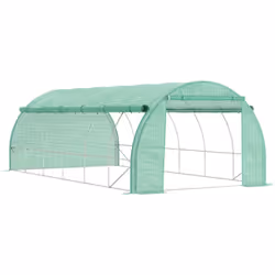 Cette grande serre de jardin tunnel 18 m² dim. 5,97L x 3l x 2H m vous aidera à protéger vos plantes contre les aléas climatiq ...
