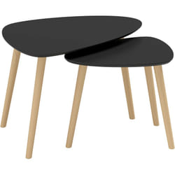 Lot de 2 tables basses gigognes design scandinave forme triangle de reuleaux bois mdf noir