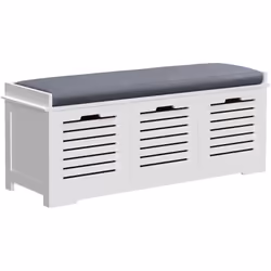 Ce meuble à chaussures d'entrée HOMCOM dispose de trois grands compartiments et d'une assise plate en rembourrage mousse et l ...