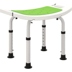 Siège de douche réglable en hauteur tabouret de douche ergonomique pieds antidérapants charge max. 135 Kg alu HDPE blanc vert