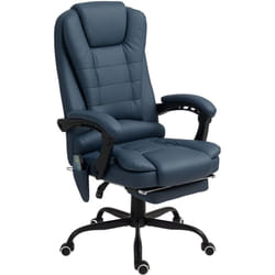 Vinsetto - Fauteuil de bureau direction massant hauteur réglable dossier inclinable repose-pied + coussin lombaires intégrés revêtement synthétique