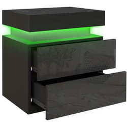 Chevet table de nuit design led réglable 2 tiroirs façade laquée télécommande noir