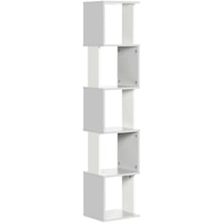 Homcom - Bibliothèque étagère design zig zag 5 niveaux dim. 33 x 28 x 161 cm blanc gris clair