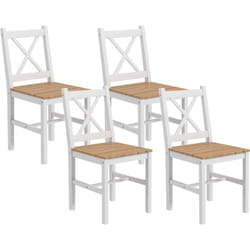Lot de 4 chaises de salle à manger esprit campagne dossier croisé bois pin blanc