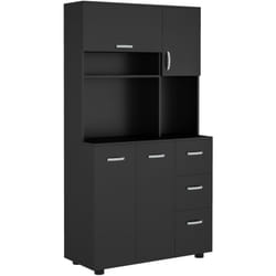 Buffet haut 4 portes 3 tiroirs 2 étagères 2 niches 89L x 39,5l x 168H cm noir