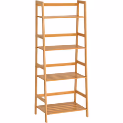 Bibliothèque échelle en bambou durable à quatre niveaux, parfaite pour optimiser l'espace et apporter une touche d'élégance à ...