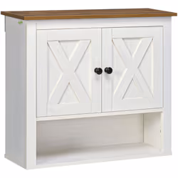 Optimisez votre salle de bain avec l'armoire kleankin à montage mural. Idéale pour petits espaces, avec portes doubles anti-p ...