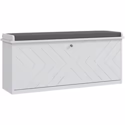 Découvrez le banc de rangement HOMCOM pour dix paires de chaussures. Fabriqué en panneaux de particules et MDF, ce meuble rob ...
