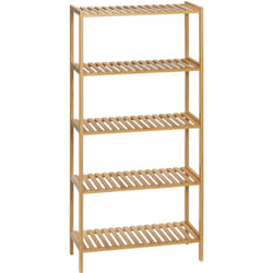 Tagère bambou salle de bain - 5 niveaux à lattes - 60 x 26 x 130 cm