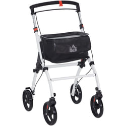 Homcom - Déambulateur pliable réglable léger 4 roues rangements frein alu blanc noir