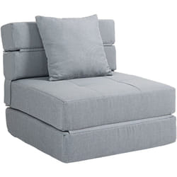 Homcom - Chauffeuse canapé-lit convertible 1 place - coussin déhoussable inclus - tissu gris clair
