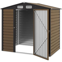 Outsunny - Abri de jardin cabanon dim. 190L x 131l x 188H cm porte verrouillable ventilations tôle acier ondulé marron