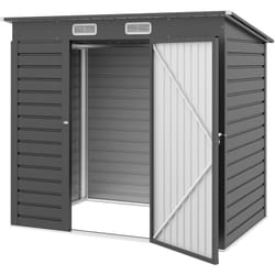 Abri de jardin cabanon dim. 191L x 130l x 166H cm porte verrouillable ventilations tôle acier ondulé gris