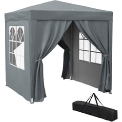 Outsunny - Tonnelle de jardin tente pliante barnum pop-up 2 x 2 m 4 parois latérales amovibles 2 fenêtres sac de transport gris