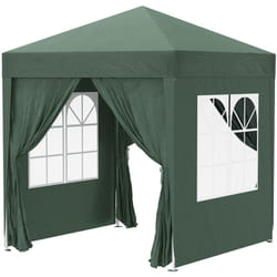 Outsunny - Tonnelle de jardin tente pliante barnum pop-up 2 x 2 m 4 parois latérales amovibles 2 fenêtres sac de transport vert