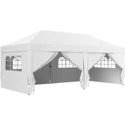 Outsunny - Tonnelle barnum pliant pop-up 5,9L x 2,95l x 2,85H m 6 parois latérales amovibles 4 fenêtres sac de transport blanc