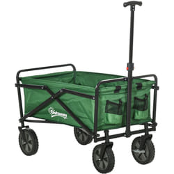 Outsunny - Chariot de transport pliable à roulettes - poignée télescopique - max. 40 Kg - métal noir oxford vert