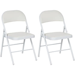 Homcom - Lot de 2 chaises pliantes assise dossier rembourrés acier synthétique blanc