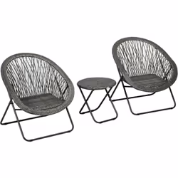 Optez pour cet ensemble table et chaises de jardin Outsunny pour votre jardin. Deux chaises en cordes de rotin avec une forme ...