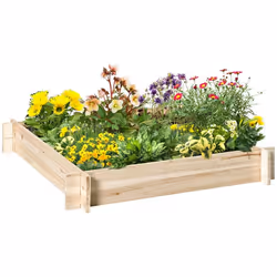 Jardinière - Outsunny - design sans fond - facile à assembler - pour légumes herbes fleurs - en bois massif - bois naturel