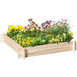 Jardinière - Outsunny - design sans fond - facile à assembler - pour légumes herbes fleurs - en bois massif - bois naturel